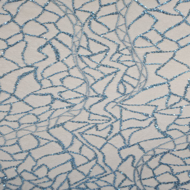 Beaded Embroidered Teal Blue 231026D