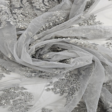 Embellished Evening Wear - Grey