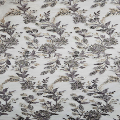 Embellished Tulle - Pink and Grey 203515F