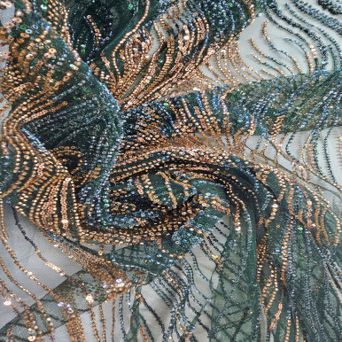 Beaded and Sequined Tulle - Verde