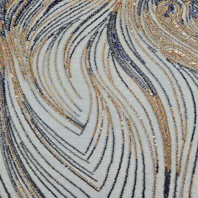 Beaded and Sequined Tulle - Marino 204710B