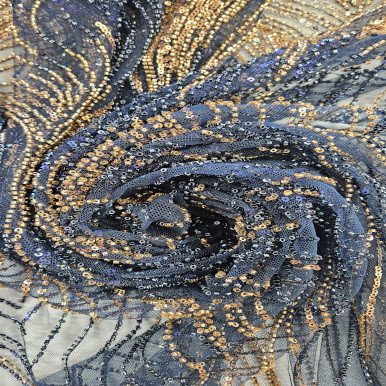 Beaded and Sequined Tulle - Marino