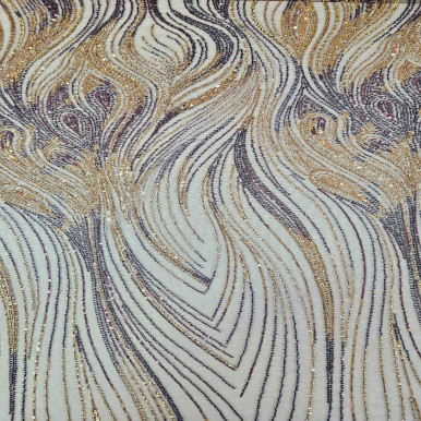 Beaded and Sequined Tulle - Purple 204710C