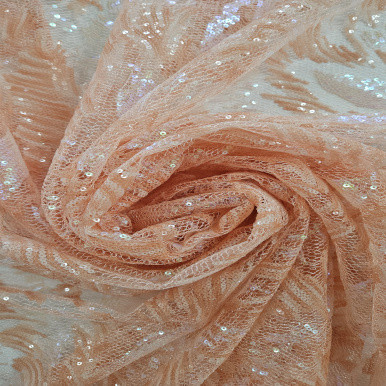 Sequins Sewn on Mesh - Melon 230838B