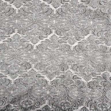 Embroidered Tulle with Beads - Plata 203524C