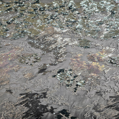 Embroidered Tulle Multi - Silver 231015A