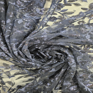 Embroidered Tulle - Marino