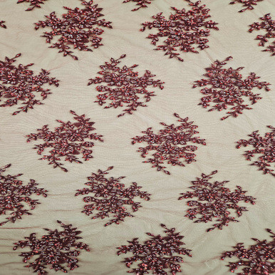 Beaded and Embroidered Tulle - Vino 203441B