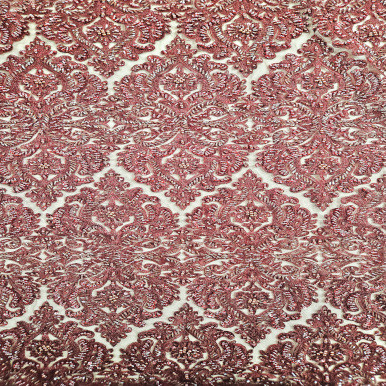 Embroidered Tulle with Beads - Vino 203524D