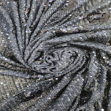 Sequins Sewn on Mesh - Marino
