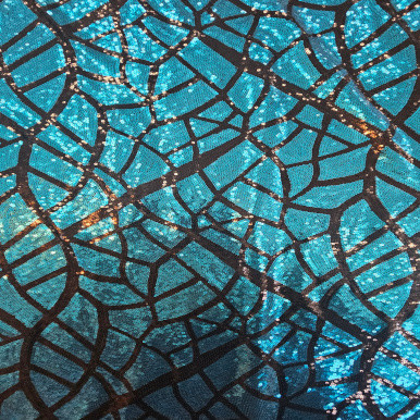 All Over Sequins CLEARANCE - Blue with Black Pattern 242203CS