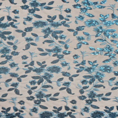 Embroidered Tulle - Petroleo