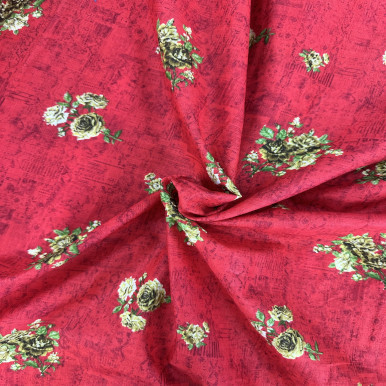Pure Cotton Lawn Print - Gold Flower in Pink 192554AG