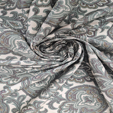 Japanese Designer Cotton Print - White with Sage