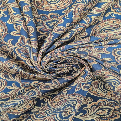 Japanese Designer Cotton Print - Blue with Maroon