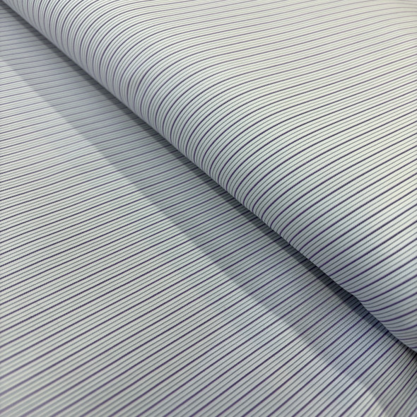Superfine Pima Cotton Shirting - White With Purple