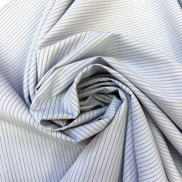 Superfine Pima Cotton Shirting - White With Purple 243731M
