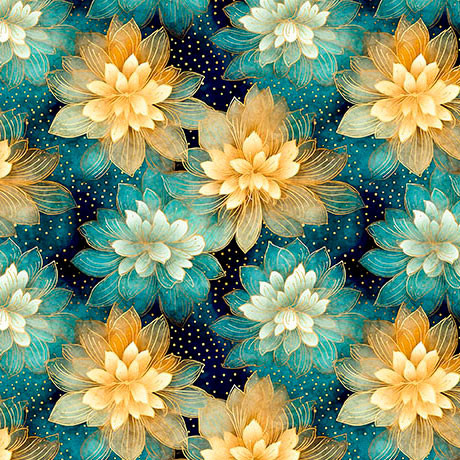 Swan Song Lotus Flowers Dark Turquoise 223707NP