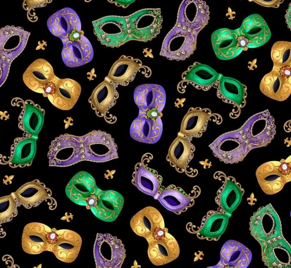 Mardi Gras Digital Masks Black/Multi 223707PK