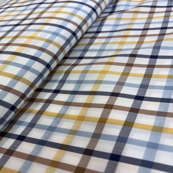 Pima Cotton Shirting - White with Multicolors