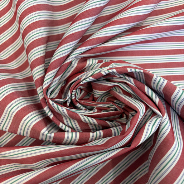 Pima Cotton Shirting - Red with White 242084C