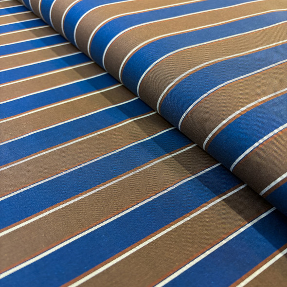 Pima Cotton Shirting - Brown with Blue