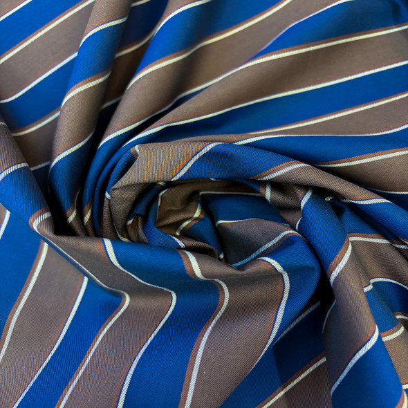 Pima Cotton Shirting - Brown with Blue 242084D