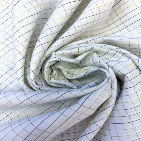 Pima Cotton Shirting - White with Multicolored