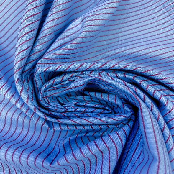 Pima Cotton Shirting - Blue with Red 242084F