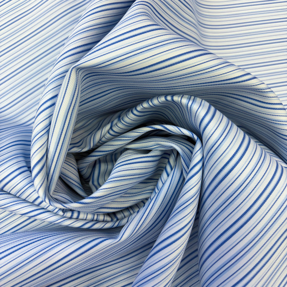 Pima Cotton Shirting - Blue with White
