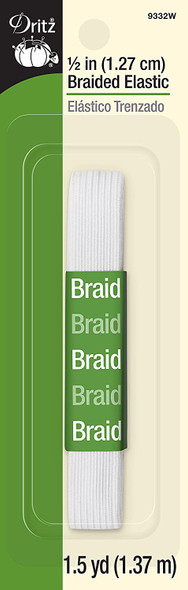 1/2" Braided Elastic White (1-1/2 yd)