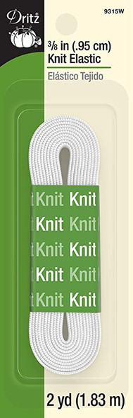 3/8" Knit Elastic White ( 2 yds)