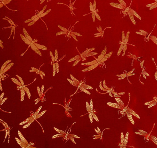 Silk Face Brocade - Scarlet Delicate Dragonflies 243802U