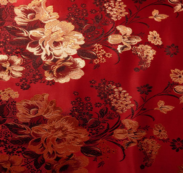Silk Face Brocade - Ruby Bouquet  1658-1 243802F