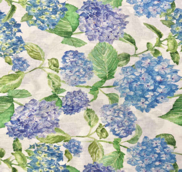 Digital Linen Print - Hydrangea Floral - Sold in 1/2 yards.