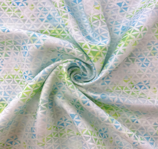 Digital Linen Print - Cyan Geometric - Sold in 1/2 yards.