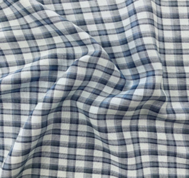 Plaid Linen Aegean - Sold in 1/2 yards.