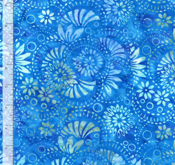 Tonga Java Batiks -Splashy Florals Swirls Turquoise 182152AX