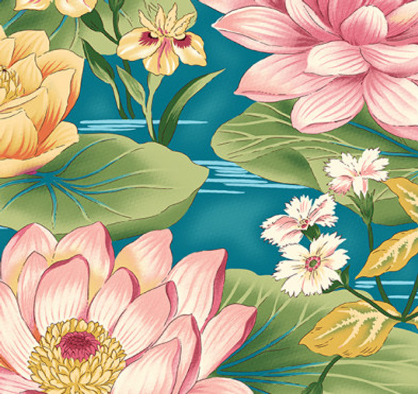 Flower Festival 2 Collection - Water Lilies Teal 209925AB