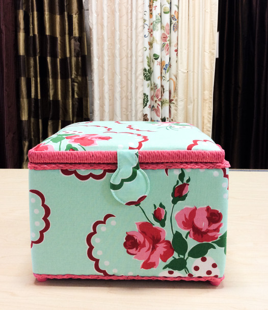 Large Square Sewing Basket Floral Red 100012A