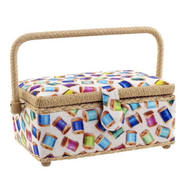 Small Rectangle Sewing Basket - Spools Design 113192H