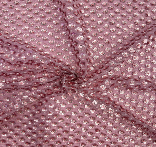 Sequined Tulle with Beads - Reina Dusty Pink 217693J