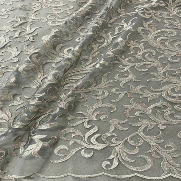 Embellished Tulle - Scroll Flourishes Chelsea Gray 203417G