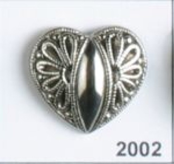 Antique Silver Heart Full Metal Lg Button db-2002