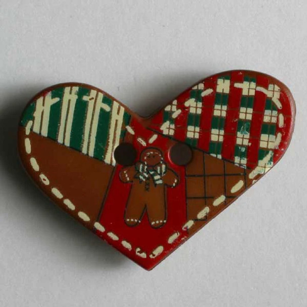 Christmas Heart Patchwork Childs Button