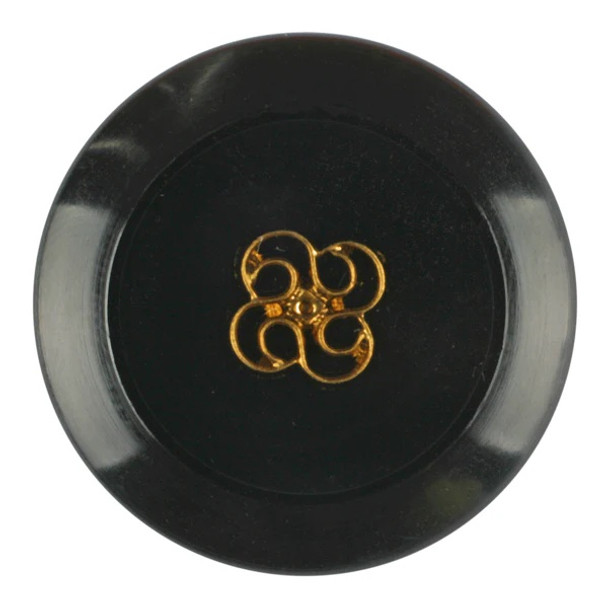 Black with Gold Flourish ABS Enameled XL Button db-0416