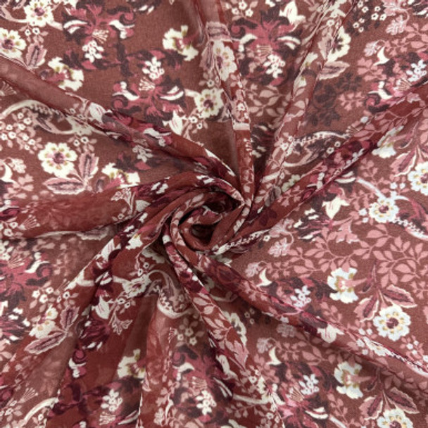 Polyester Print - Burgundy Floral 184310AS