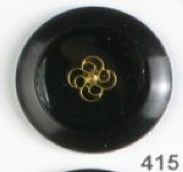 Black with Gold Flourish ABS Enameled Lg Button db-0415