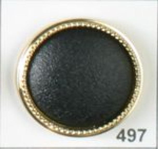 Round Black with Gold Border ABS/Polyamide Lg Button DB-0497