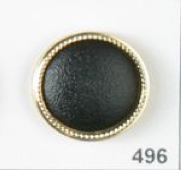 Round Black with Gold Border ABS/Polyamide Md Button db-0496